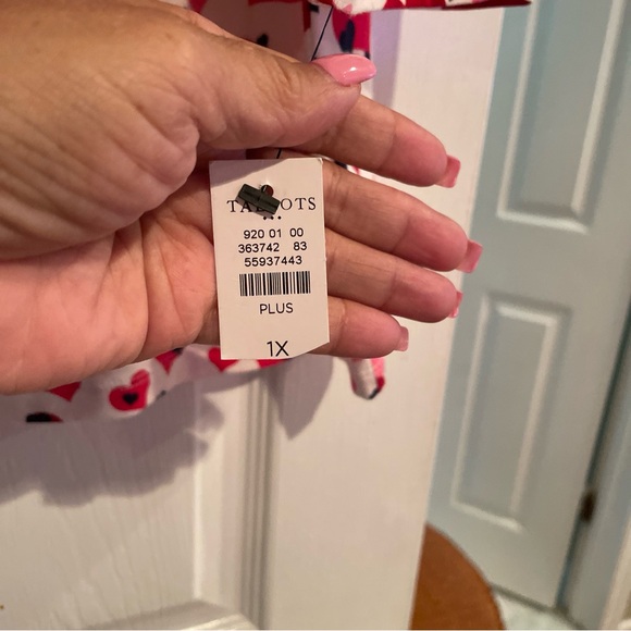 Talbots Women's Plus Bateau Neck Tee AN3 Scattered Hearts Size 1X Plus NWT - Picture 5 of 12